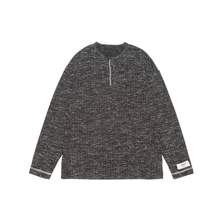 Unisex Thermo-Waffelstrick-Henleyshirt mit Knopfleiste und Rippstruktur Echoarchiv
