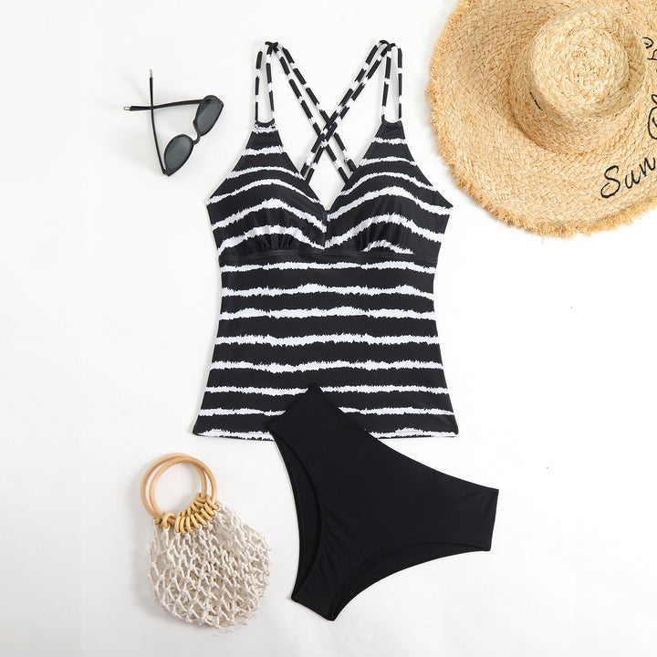 Damen Tankini mit trendiger gestreifter Oberteil-Design Echo Archiv