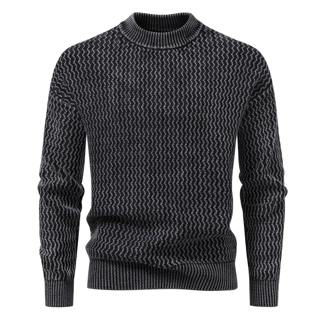 Herren Strukturierter Feinstrick-Pullover mit Stehkragen und Zickzackmuster Echo Archiv