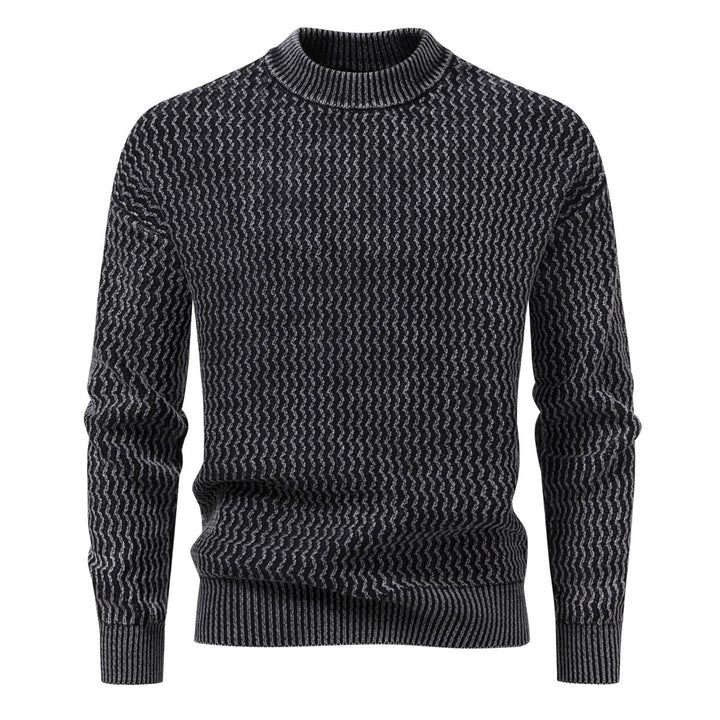 Herren Strukturierter Feinstrick-Pullover mit Stehkragen und Zickzackmuster Echo Archiv