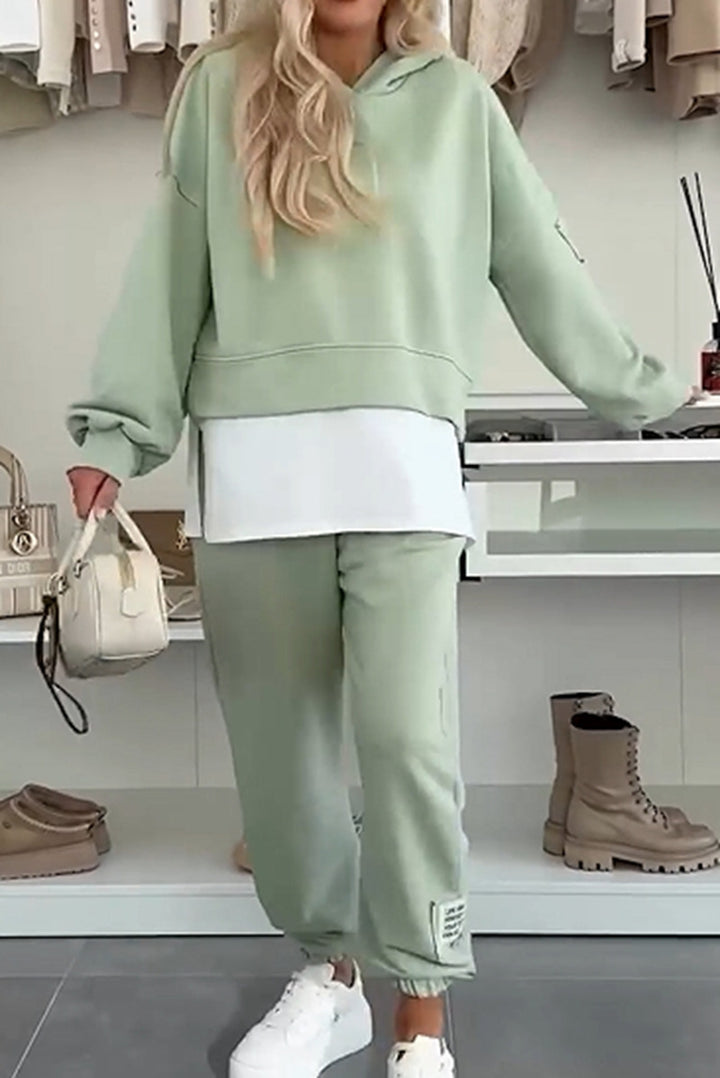 Damen nan kuscheliges kurzes Kapuzensweatshirt und Jogginghose-Set aus weicher Baumwollmischung Echo Archiv