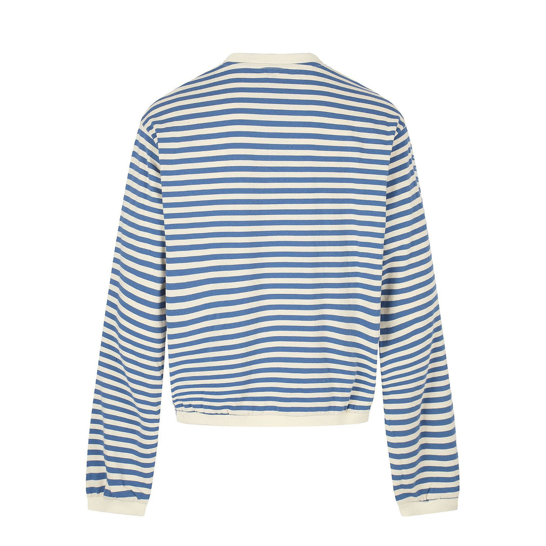 Damen maritimes Streifen-Sweatshirt mit Zierkordeln Echoarchiv