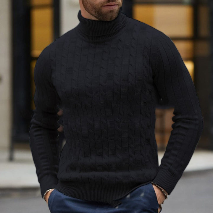 Herren Strickpullover mit schickem Rollkragen und strukturiertem Muster Echoarchiv