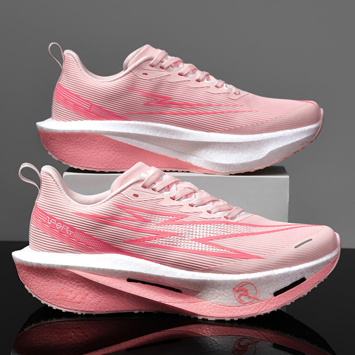 Unisex gedämpfte Race-Plateau-Laufschuhe mit Rocker-Zwischensohle und atmungsaktivem Micro-Mesh – Tavélo