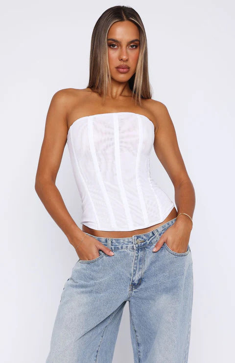 Damen Dessous-Kleid mit eleganten Fransen und transparentem Oberteil Echo Archiv