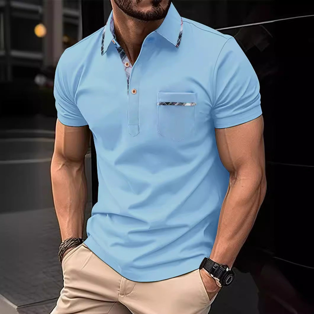 Herren Poloshirt mit modischem Kragen und Brusttasche Echoarchiv