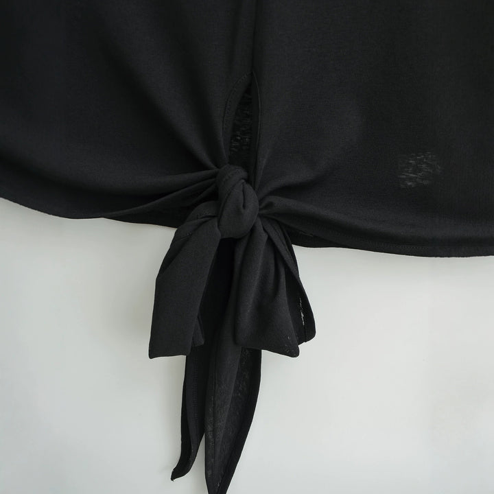 Damen Langarm-Henley-Top mit Knotenfront und Knopfleiste Echoarchiv