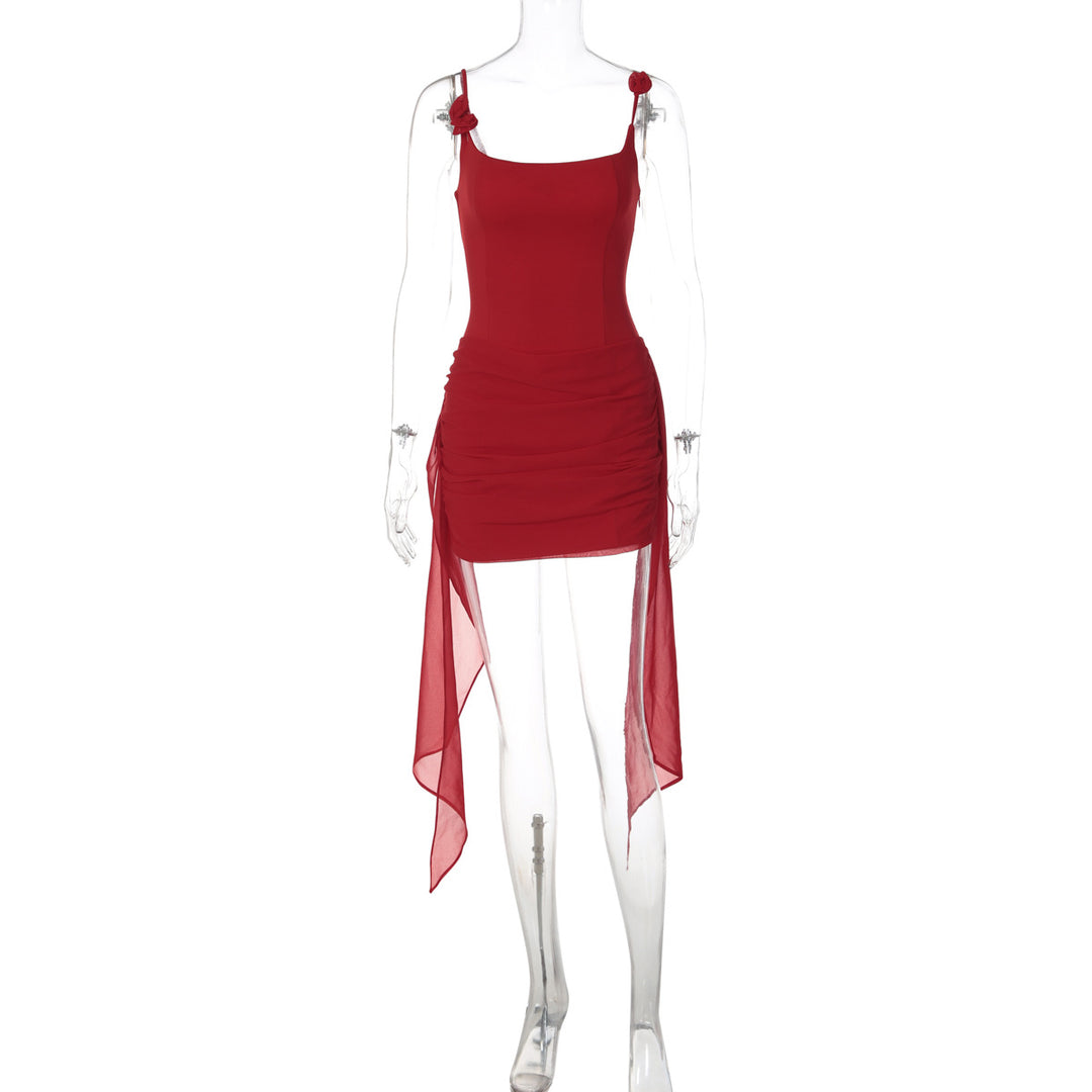 Damen Figurbetontes Kleid mit elegantem Seitenschlitz und Trägerverzierung Echo Archiv