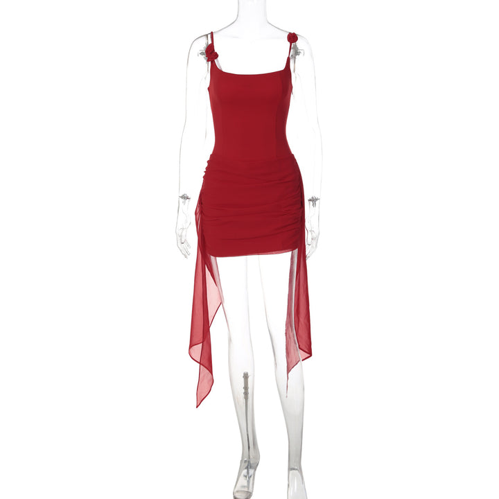 Damen Figurbetontes Kleid mit elegantem Seitenschlitz und Trägerverzierung Echo Archiv