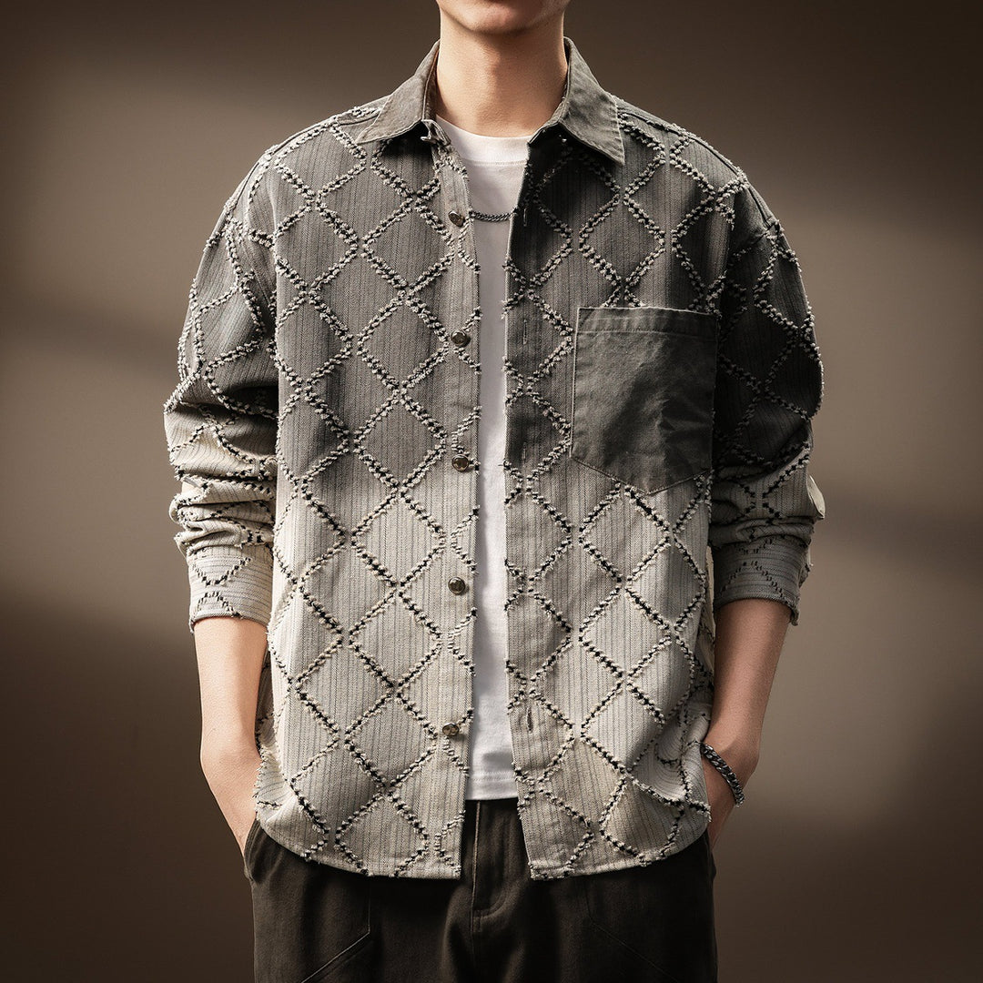 Herren Modische Hemdjacke mit gestepptem Design Echo Archiv
