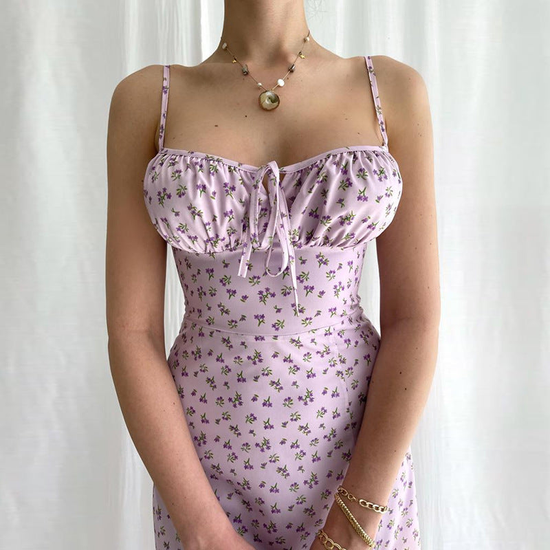 Damen Midi-Kleid mit floralem Muster und raffiniertem Schlitz Echo Archiv