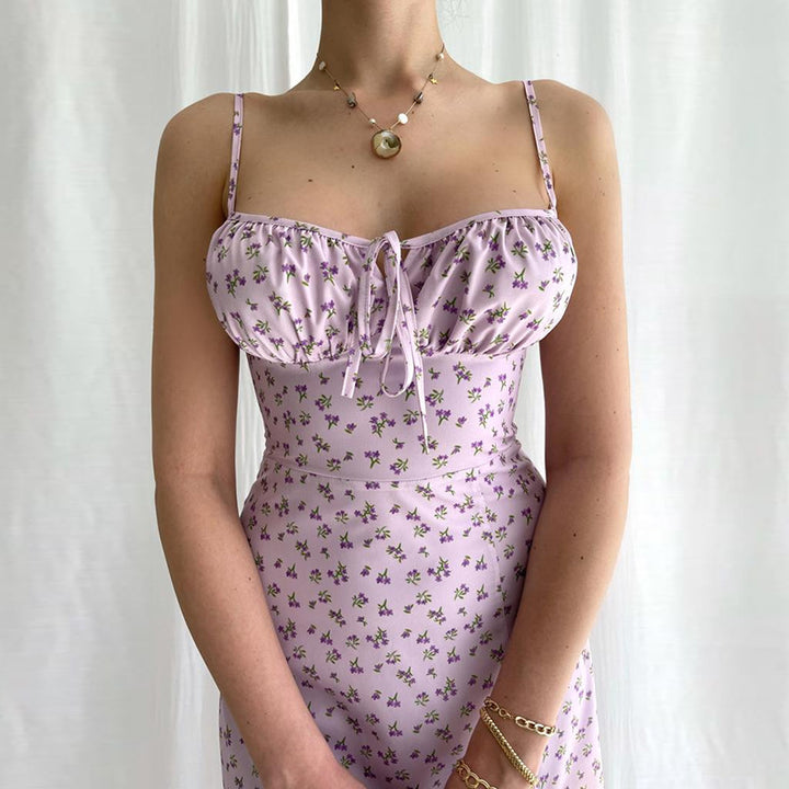 Damen Midi-Kleid mit floralem Muster und raffiniertem Schlitz Echo Archiv