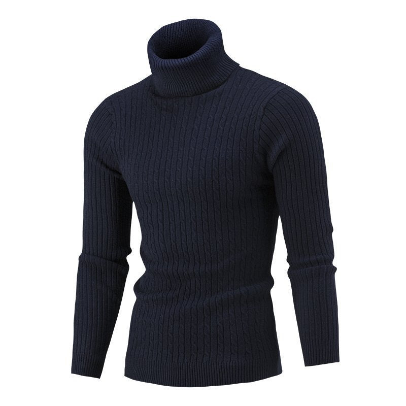 Herren nan gerippter Rollkragenpullover mit Zopfmuster und körpernaher Slim-Fit-Silhouette Echo Archiv