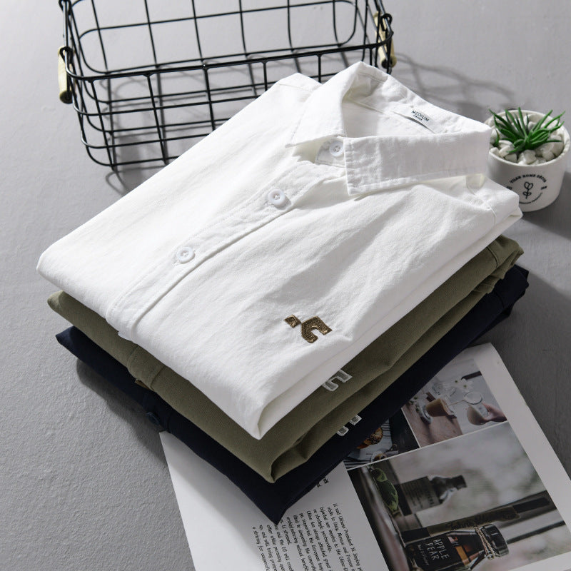Herren Lässiges Baumwoll-Overshirt mit Kentkragen, dezentem Sticklogo und Relaxed‑Fit Echoarchiv