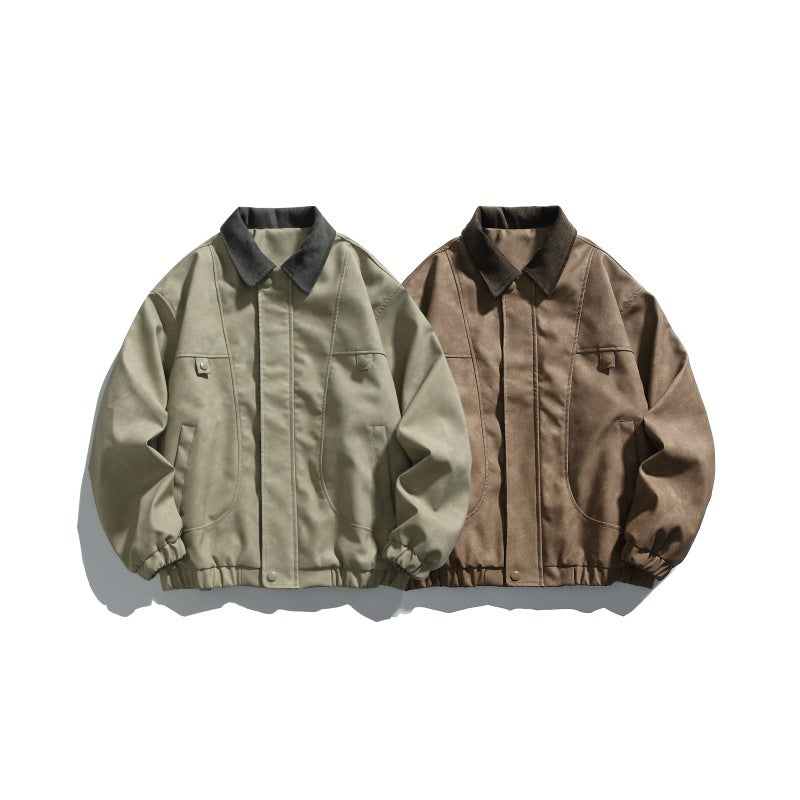 Herren Boxy-Canvas-Blousonjacke mit Cordkragen und elastischem Saum Echoarchiv