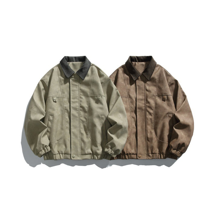 Herren Boxy-Canvas-Blousonjacke mit Cordkragen und elastischem Saum Echoarchiv