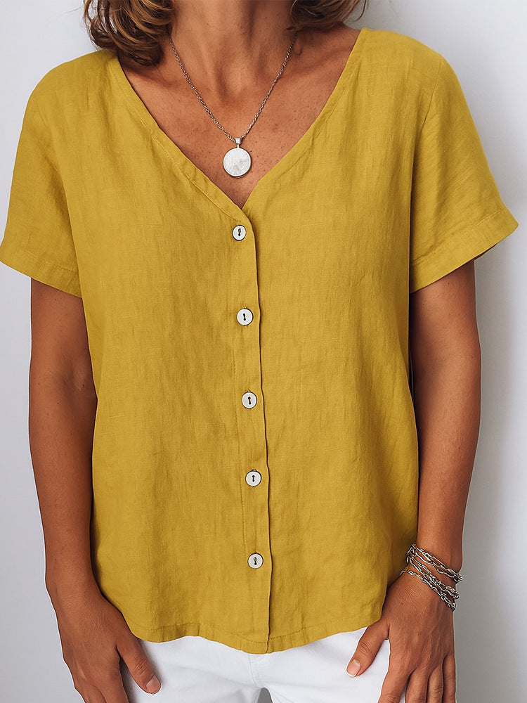 Damen Leinenbluse mit Knopfdetails Echo Archiv