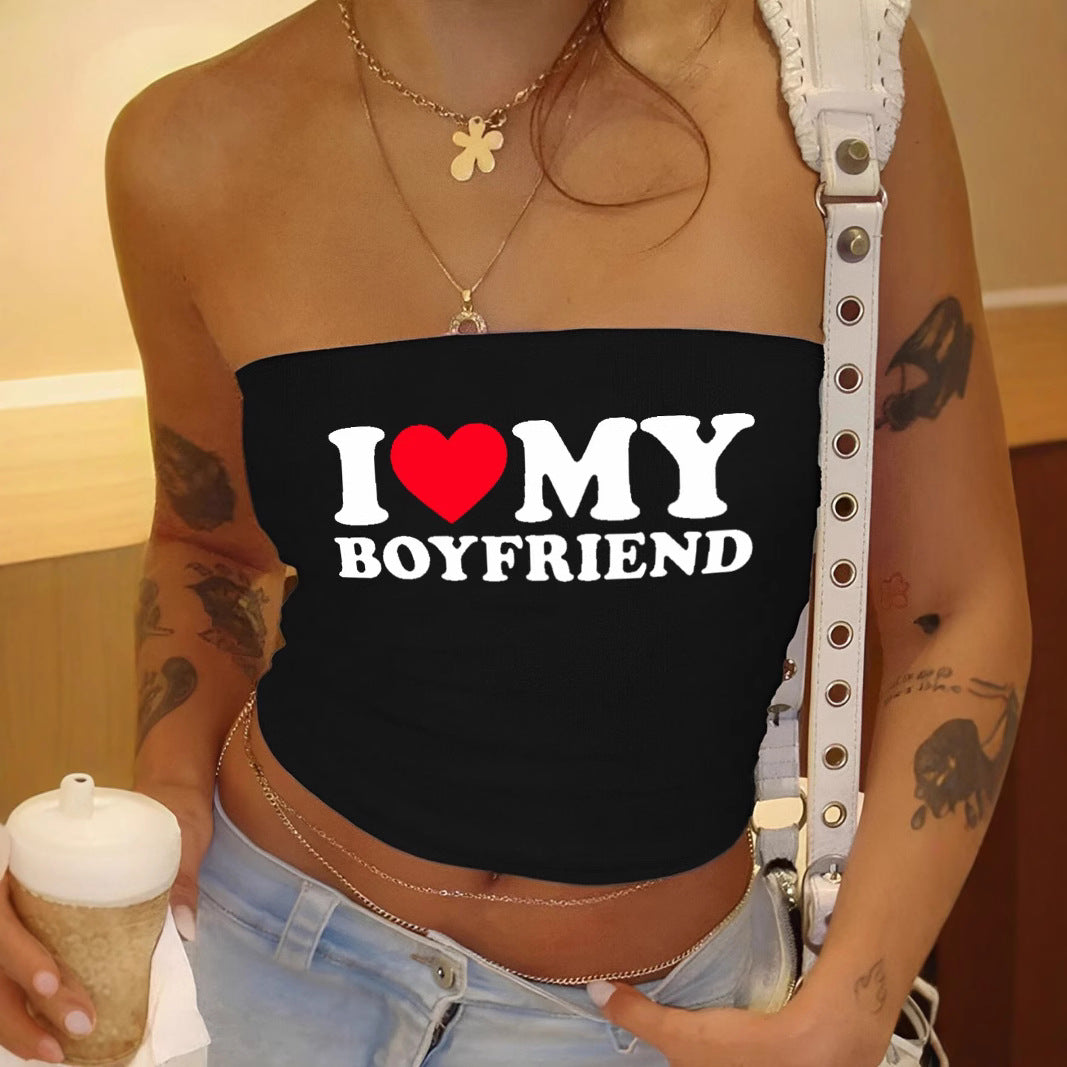 Damen Bandeau-Top mit auffälligem Statementdruck Echo Archiv