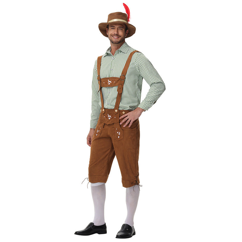 Herren nan traditionelle Trachtenlederhose mit Hosenträgern und Stickereien Echo Archiv
