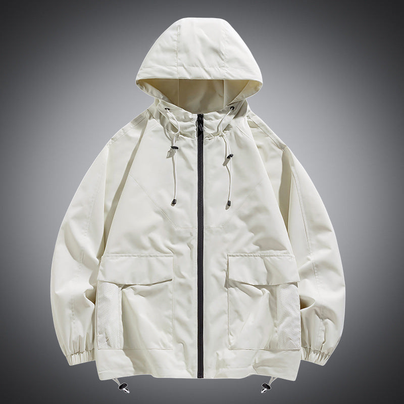 Herren Oversize Kapuzen-Windbreaker mit Multi‑Taschen, Mesh‑Einsätzen und Kordelzug Echo Archiv