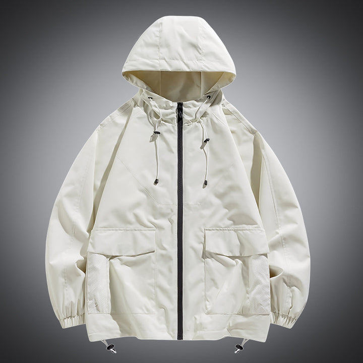 Herren Oversize Kapuzen-Windbreaker mit Multi‑Taschen, Mesh‑Einsätzen und Kordelzug Echo Archiv