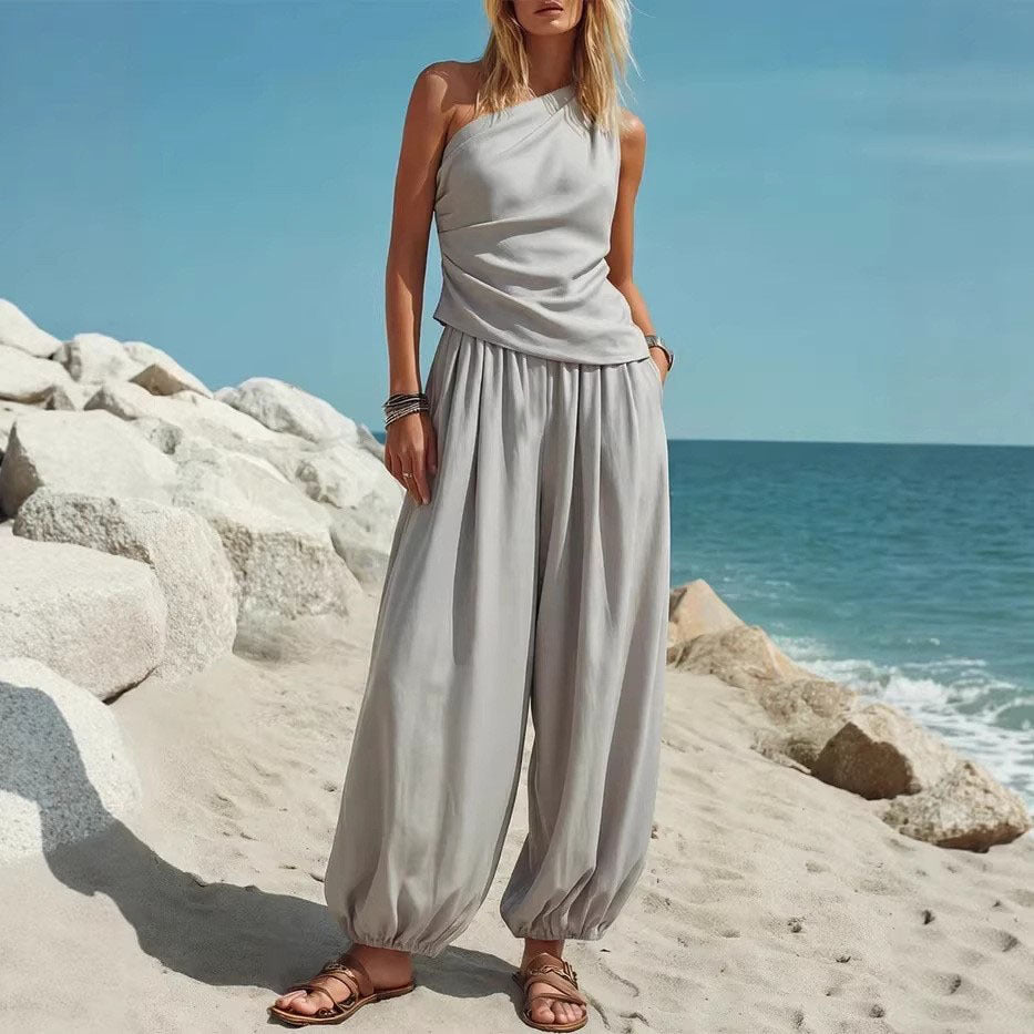 Damen Elegantes Einteiler-Outfit mit Fließendem Schnitt und One-Shoulder-Design Echo Archiv
