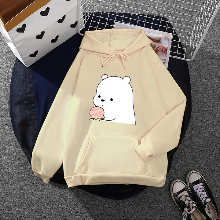 Damen oversized Kapuzenpullover im Streetstyle mit weichem Fleece-Innenfutter, Kängurutasche und farbenfrohem Cartoon-Katzen-Planet-Print – Auréline
