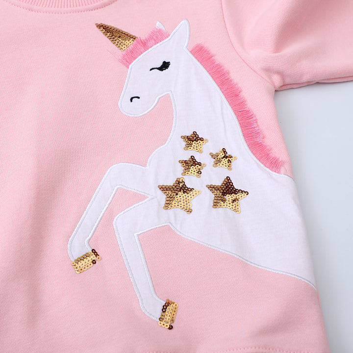 Mädchen Sweatshirt mit glitzerndem Einhornmotiv Echo Archiv