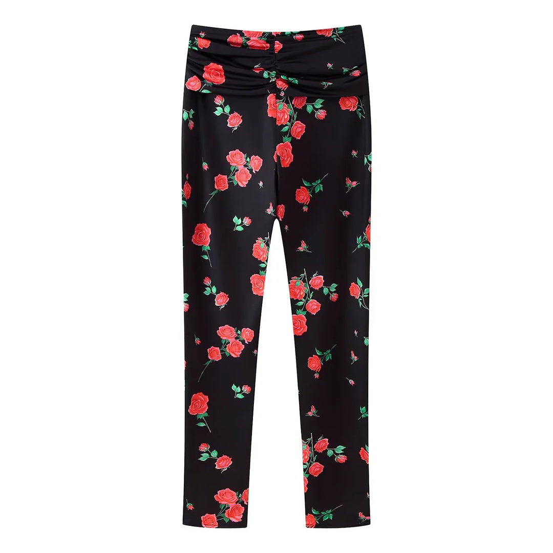 Damen taillierte Stretch-Leggings mit hohem Raffungbund und dekorativem Ringdetail – Avélisse