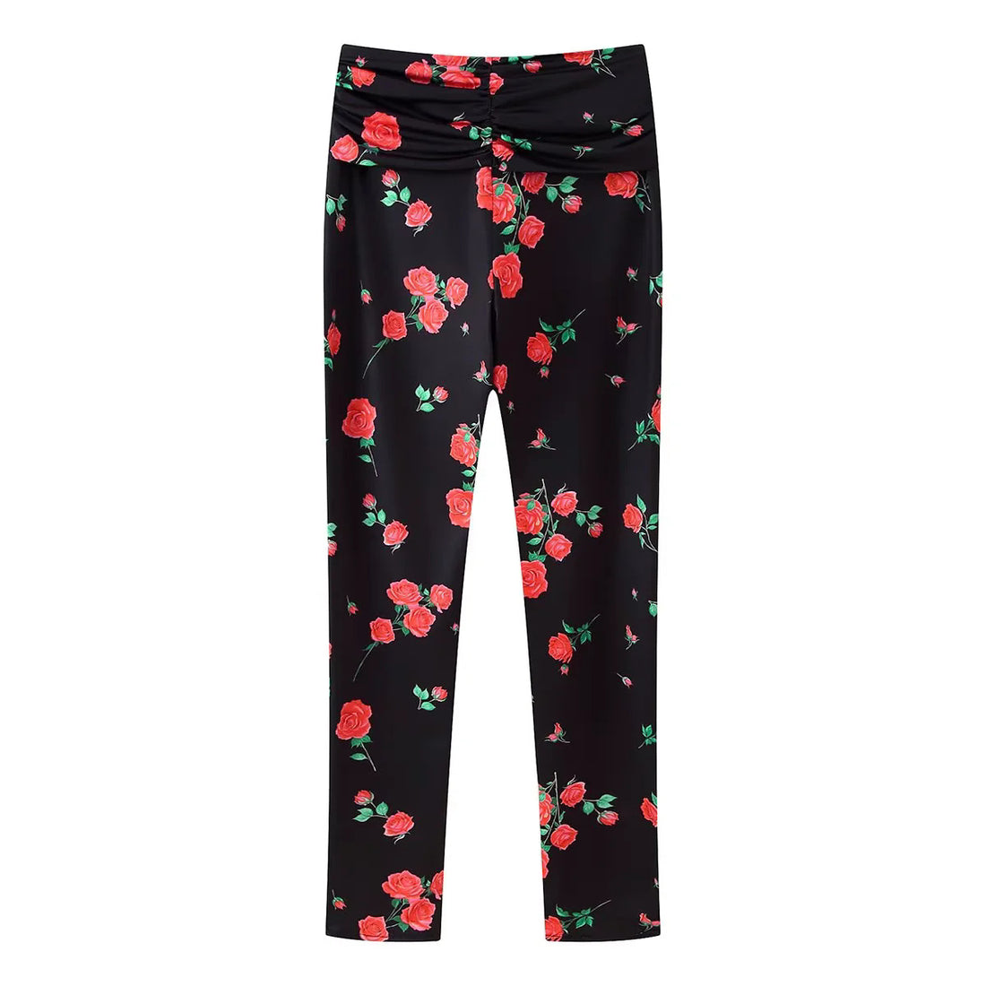 Damen taillierte Stretch-Leggings mit hohem Raffungbund und dekorativem Ringdetail – Avélisse