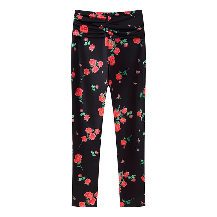 Damen taillierte Stretch-Leggings mit hohem Raffungbund und dekorativem Ringdetail – Avélisse