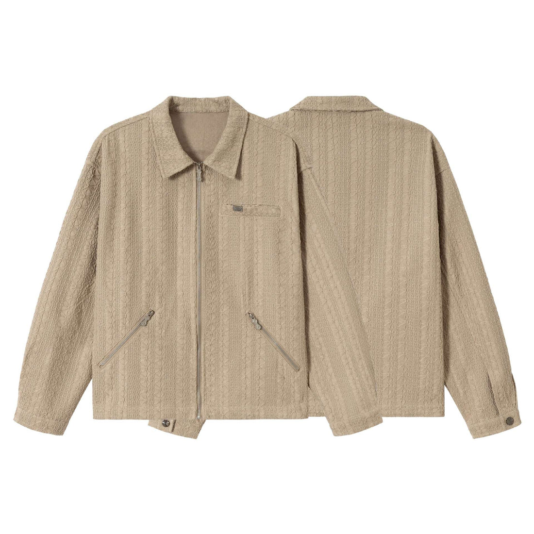 Unisex Texturierte Boxy-Blousonjacke mit durchgehendem Reißverschluss Echoarchiv