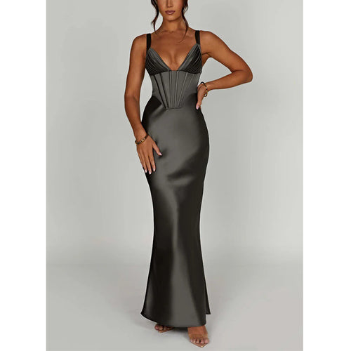 Damen Elegantes Abendkleid mit tailliertem Oberteil und schmalen Trägern Echo Archiv