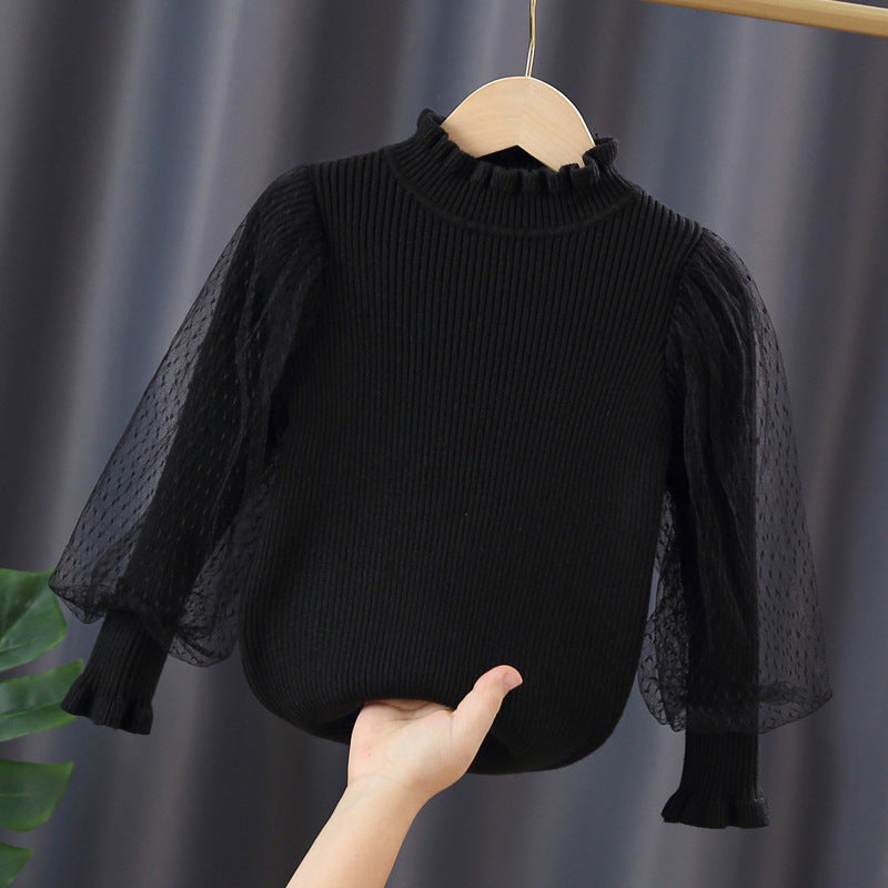 Mädchen elegantes Pullover mit transparenter Spitzenärmel Echo Archiv