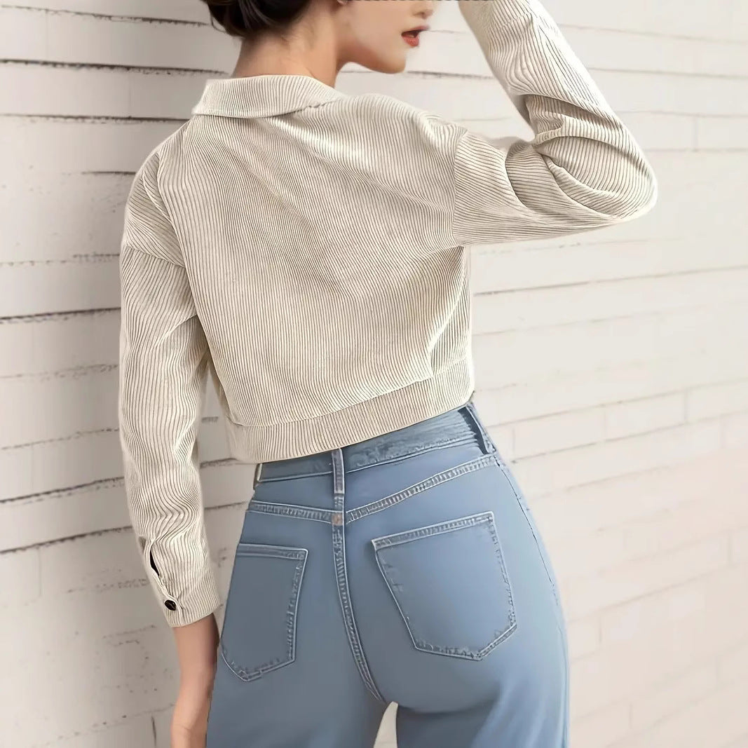 Damen Kurzarm-Cropped-Jeansjacke – Denévia
