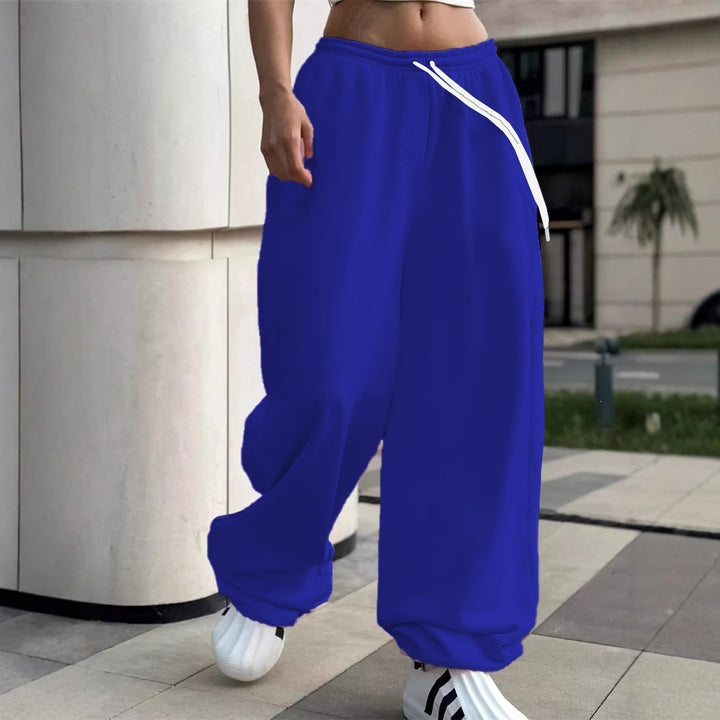 Damen weite Baggy-Jogginghose mit hohem Komfortbund, Kordelzug und elastischen Knöchelbündchen – Avélisse