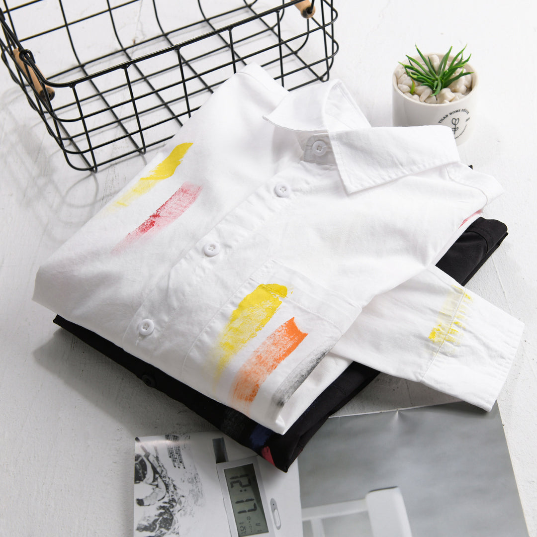Unisex Bedrucktes Baumwoll-Overshirt im Künstlerprint mit Brusttasche Echoarchiv