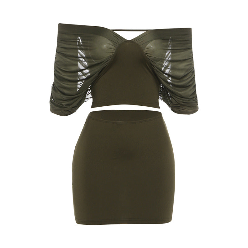Damen Set mit off-shoulder Oberteil und figurbetontem Rock Echo Archiv