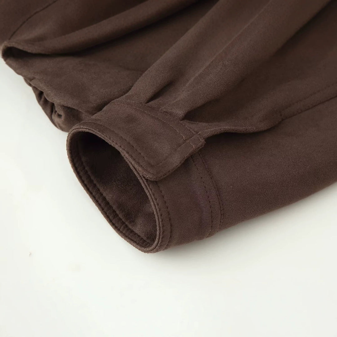 Damen Kurze Boxy‑Jacke mit Funnelkragen und verdeckter Front Echoarchiv