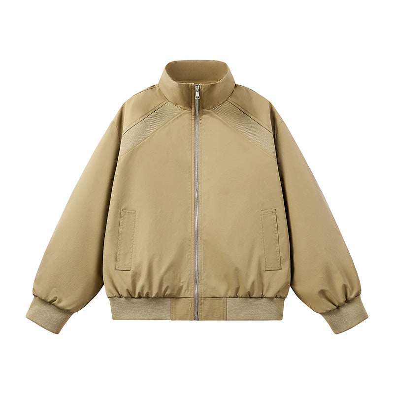 Herren Kunstvelours‑Bomberjacke im Oversize‑Boxy‑Cut mit Zwei‑Wege‑Reißverschluss & elastischem Saum Echoarchiv