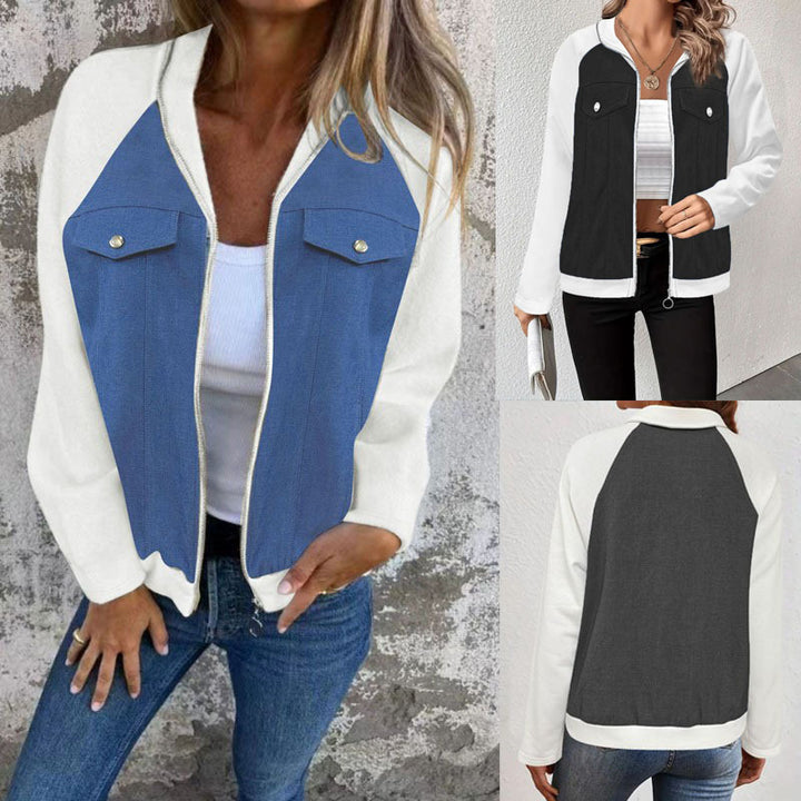 Damen Kapuzen‑Sweatjacke mit Jeansoptik‑Front, Brustklappen und Reißverschluss Echoarchiv