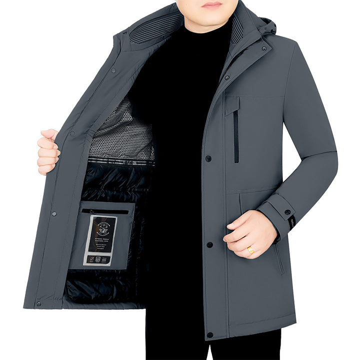Herren Wasserabweisender Parka mit herausnehmbarer Kapuze und integrierter Smartphone-Innentasche – Taviero
