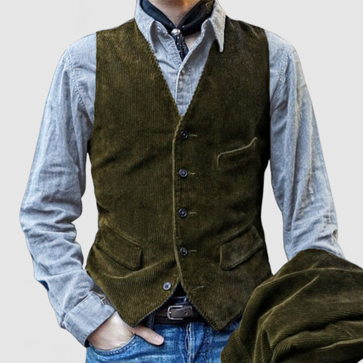 Herren Weste im klassischen Kord-Design mit eleganten Taschen und hochwertiger Verarbeitung Echoarchiv