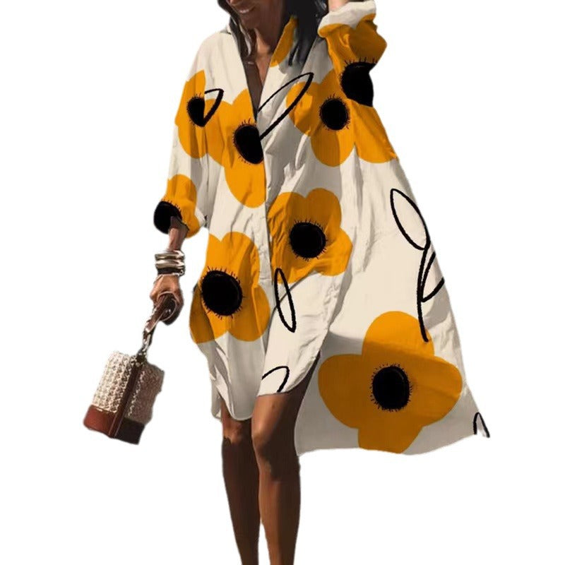 Damen nan luftiges Strandkleid Kaftan mit tropischem Blattprint und weitem Schnitt Echo Archiv