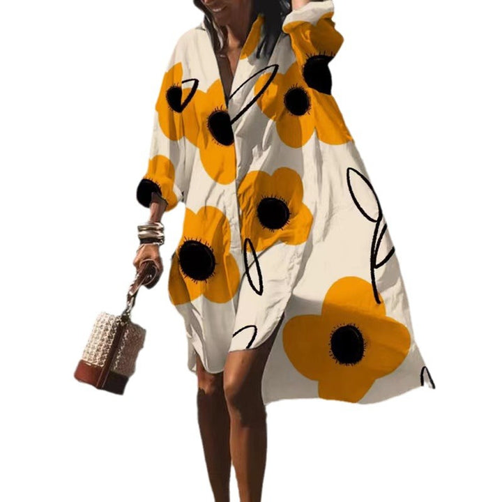 Damen nan luftiges Strandkleid Kaftan mit tropischem Blattprint und weitem Schnitt Echo Archiv
