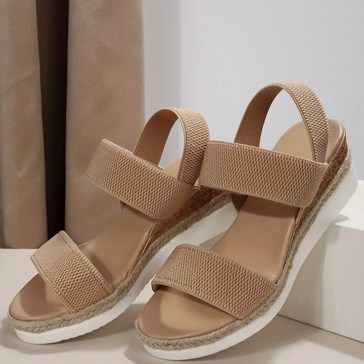 Damen Keil‑Sandalen mit Jute‑Plateau, elastischen Doppelriemen und gepolstertem Komfortfußbett Echo Archiv