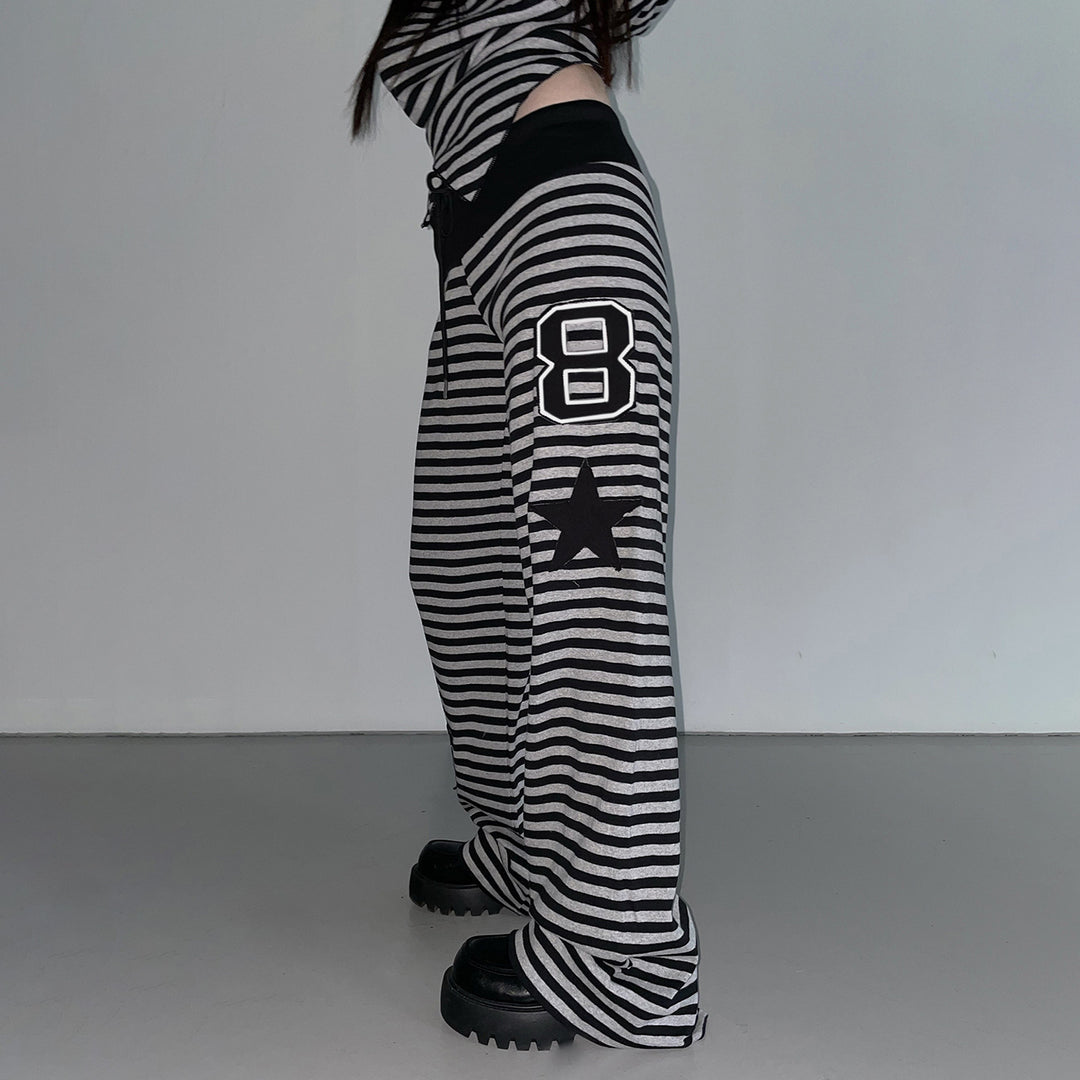 Damen Freizeithose mit gestreiftem Muster und praktischen Seitentaschen Echo Archiv