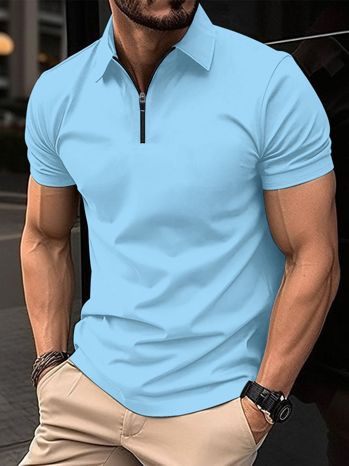 Herren Kurzarm Poloshirt mit Reißverschluss und modernem Design Echoarchiv