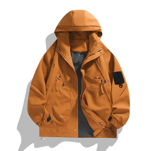 Herren leichte Outdoor-Jacke mit modernen Taschen und verstellbarem Kapuzenkragen Echoarchiv