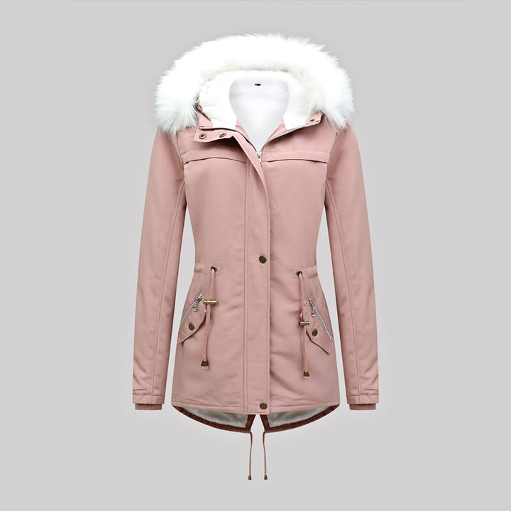 Damen Taillierter Winterparka mit Thermofleece-Futter und abnehmbarer Kunstfellkapuze Echoarchiv
